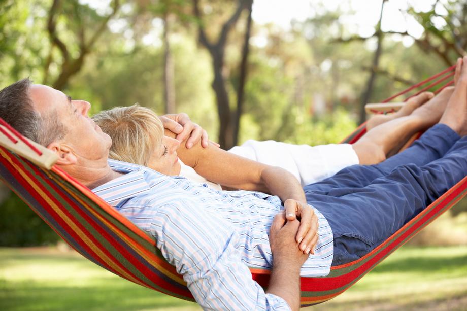 Retired couple on hammock